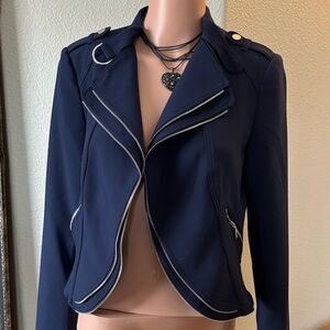 Stylish Navy  Jacket with Silver Details Nice with jeans or casual dress. NWT